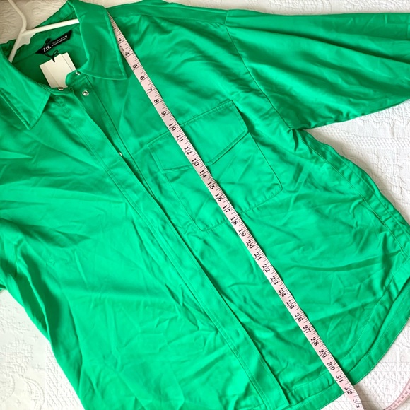 NWT Zara Satin Effect Oversized Shirt Jacket Shacket green - Picture 9 of 16